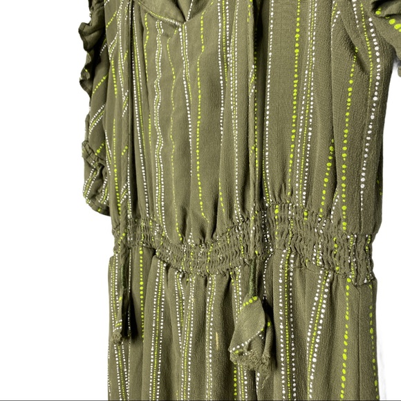 Kaari Blue green striped pesant dress size large - Picture 10 of 13